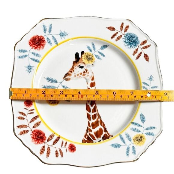 Lou Rota Nature Table for Anthropologie Colorful 9x9 Giraffe Plate. NWOT. - Picture 4 of 7